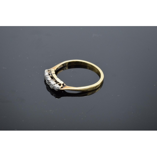 228 - 18ct gold ladies 5 stone diamond ring. UK size Q/R. Gross weight 2.5 grams. Stamped 18ct to shank.  ... 