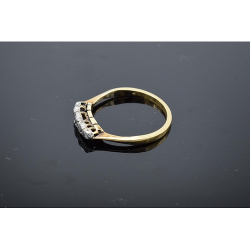 228 - 18ct gold ladies 5 stone diamond ring. UK size Q/R. Gross weight 2.5 grams. Stamped 18ct to shank.  ... 