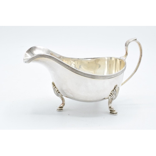 240 - A quality silver plate gravy boat. Some age related wear and tear.