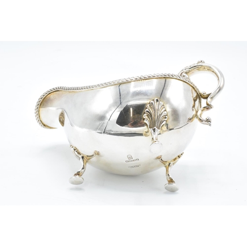 241 - A quality silver plated gravy boat made by Lowe and Sons Chester. Some age related wear and tear.