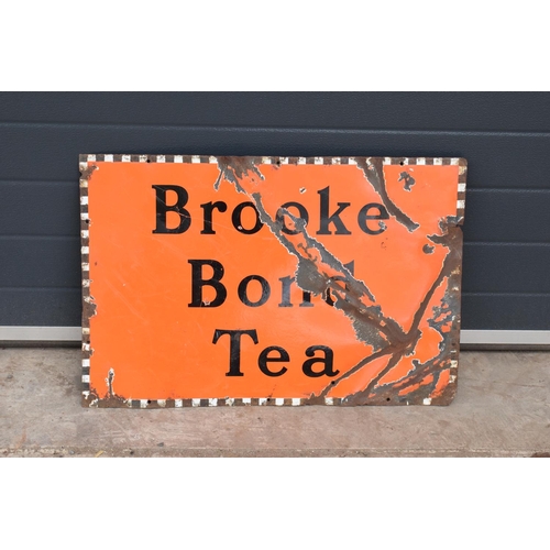 259 - Original vintage Brooke Bond Tea enamel sign. 77 x 52cm. Please check the photos. Loss of enamel and... 