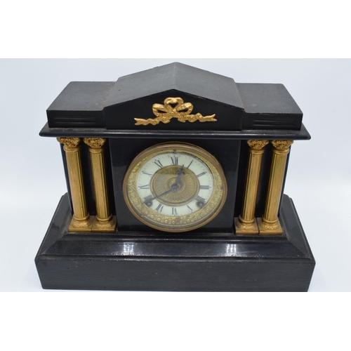 263 - A 19th century mantle clock with gilded pillars with an Ansonia Clock Co movement New York USA. Unte... 