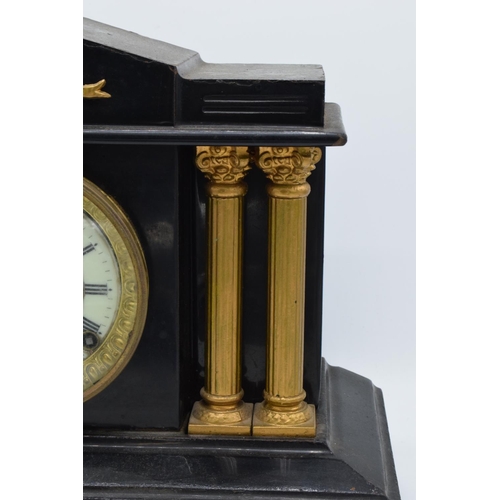 263 - A 19th century mantle clock with gilded pillars with an Ansonia Clock Co movement New York USA. Unte... 