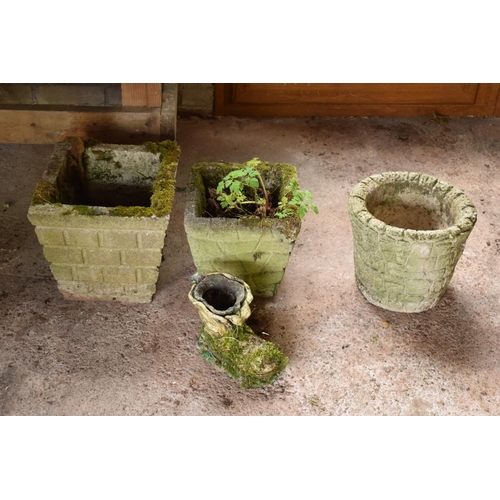 274 - A collection of vintage garden planters to include a square examples, a circular pot and a plastic b... 