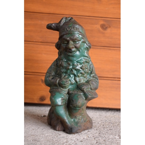 282 - A 'Record' advertising cast iron garden feature depicting a gnome sat down