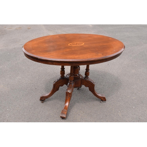 291 - Late 19th century Victorian walnut veneered table with tilt top movement. In good condition with som... 