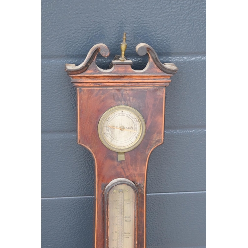 293 - A pair of 19th century mahogany barometers one with inlaid motifs such as shell (both a/f). Please c... 