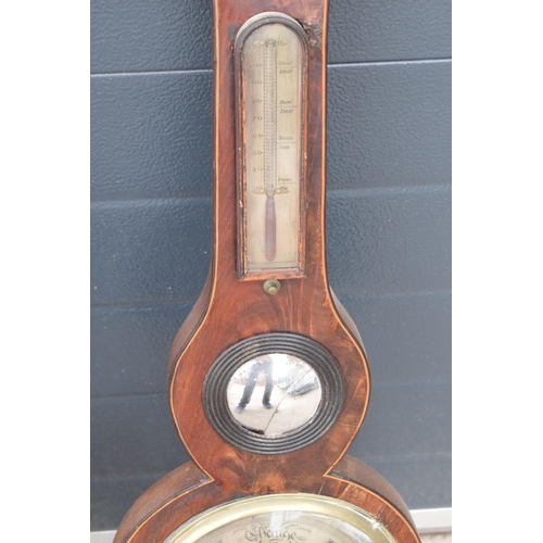 293 - A pair of 19th century mahogany barometers one with inlaid motifs such as shell (both a/f). Please c... 