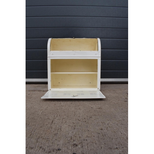 294 - A mid 20th century metal kitchen tabletop unit in the style of a bread bin/ meat safe. In good funct... 