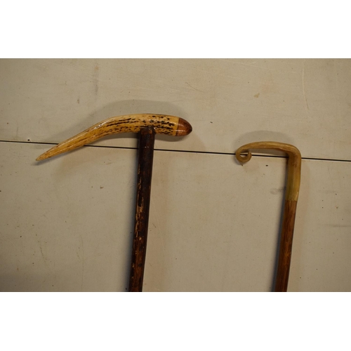 323 - A pair of 20th century wooden riding crops (2). 82cm tall. In good condition with no obvious damage ... 