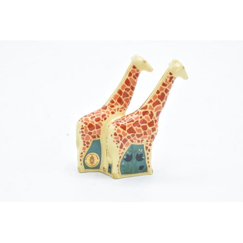 89 - Royal Crown Derby paperweight in the form of a miniature pair of giraffes. In good condition with no... 