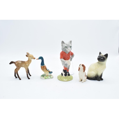 168 - A mixed collection of Beswick to include a spaniel, a mallard duck, a Siamese cat, a fawn and a Foot... 