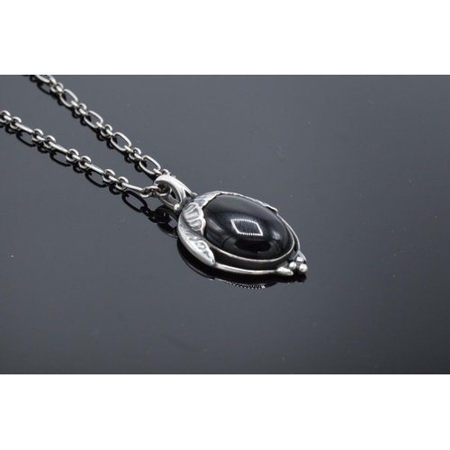 220K - A Georg Jensen Danish silver 925 necklace and pendant set with a black stone with original presentat... 