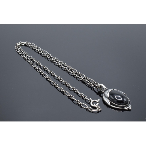 220K - A Georg Jensen Danish silver 925 necklace and pendant set with a black stone with original presentat... 