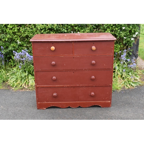 328 - Edwardian painted pine 2 over 3 chest of drawers. 107 x 47 x 96cm. In good condition with signs of a... 