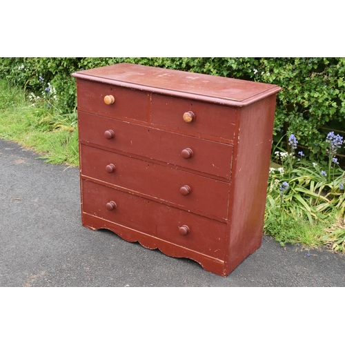 328 - Edwardian painted pine 2 over 3 chest of drawers. 107 x 47 x 96cm. In good condition with signs of a... 