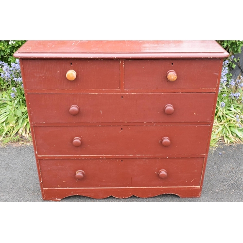 328 - Edwardian painted pine 2 over 3 chest of drawers. 107 x 47 x 96cm. In good condition with signs of a... 