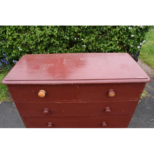 328 - Edwardian painted pine 2 over 3 chest of drawers. 107 x 47 x 96cm. In good condition with signs of a... 