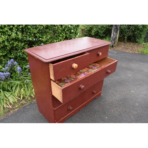 328 - Edwardian painted pine 2 over 3 chest of drawers. 107 x 47 x 96cm. In good condition with signs of a... 