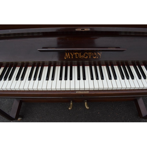 329 - A Breedon and Middleton 'Mydleton' of 42 High Street Crewe upright wooden piano with 85 keys togethe... 