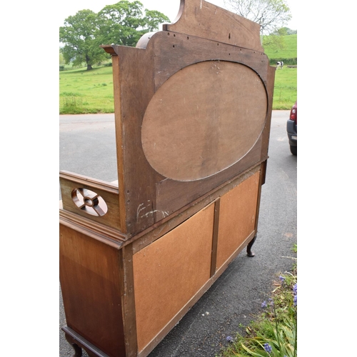 330 - Edwardian mirror backed sideboard/ drinks cabinet. 168 x 56 x 183cm. The top section lifts off and i... 