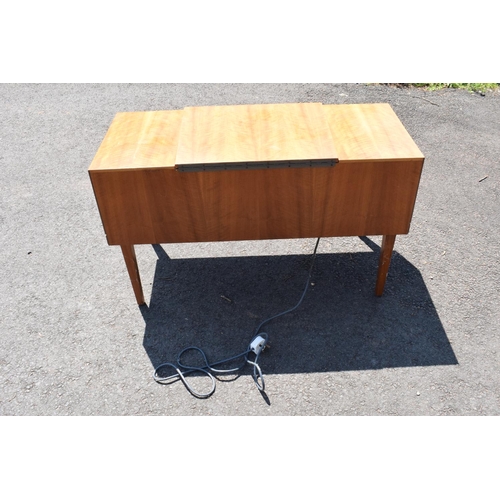 334 - HMV teak radiogram unit. 96 x 44 x 60cm. In good condition with signs of age-related wear and tear. ... 