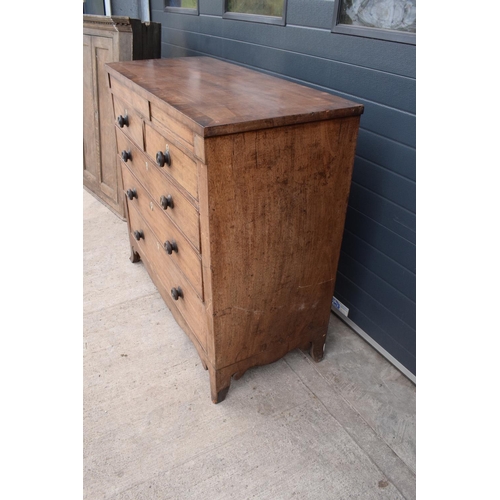 364 - A 19th century 2 over 3 chest of drawers with ornate inlay to include a shell motif, bone escutcheon... 