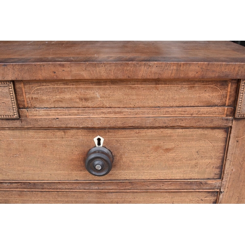 364 - A 19th century 2 over 3 chest of drawers with ornate inlay to include a shell motif, bone escutcheon... 