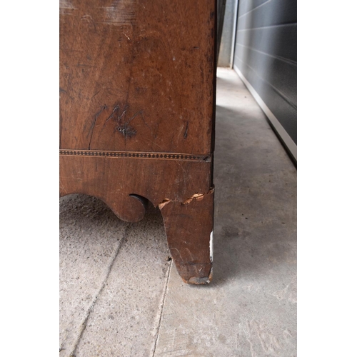 364 - A 19th century 2 over 3 chest of drawers with ornate inlay to include a shell motif, bone escutcheon... 