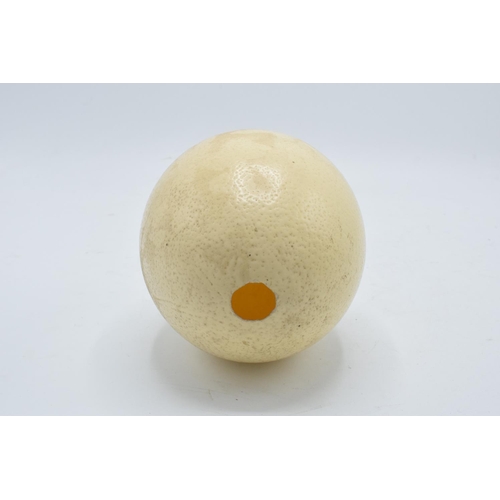 208 - An ostrich egg 16.5cm tall with a hole in the bottom from where it has been drained/blown.