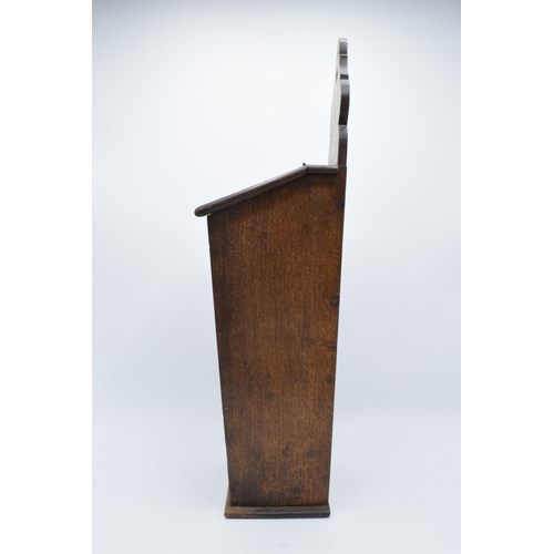 211 - A Victorian wooden candle box / salt box with working hinges. 54cm tall. Generally in good condition... 