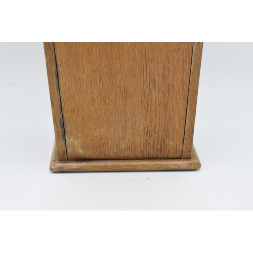 212 - A Victorian light-coloured wooden candle box / salt box with working hinges. 53cm tall. Generally in... 