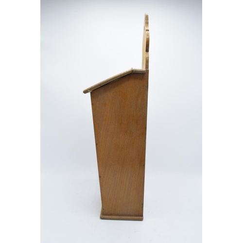 212 - A Victorian light-coloured wooden candle box / salt box with working hinges. 53cm tall. Generally in... 