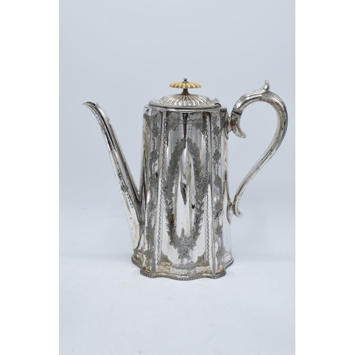 219 - A silver plated coffee set to include coffee pot, milk and sugar (3). 24cm tallest.