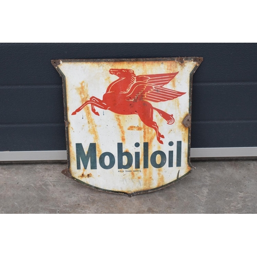 230A - An original Mobiloil enamel advertising sign with the 'Flying Pegasus' logo 38 x 38cm. Please check ... 