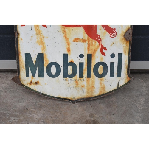 230A - An original Mobiloil enamel advertising sign with the 'Flying Pegasus' logo 38 x 38cm. Please check ... 