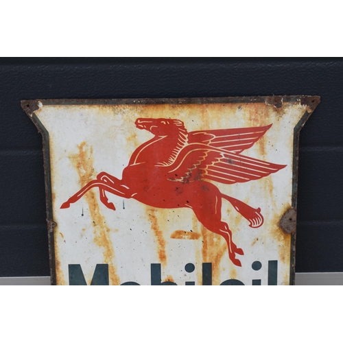 230A - An original Mobiloil enamel advertising sign with the 'Flying Pegasus' logo 38 x 38cm. Please check ... 