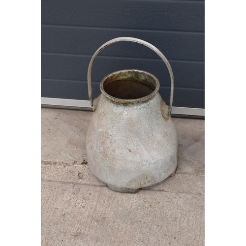 240 - A collection of aluminium milk churns/ buckets/ pails with handles (3). Approx 54cm tall. All in goo... 