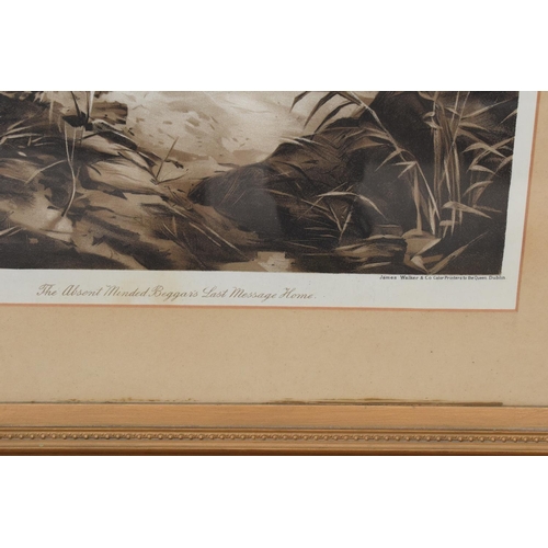 267 - A pair of 19th century prints set in ornate gilt frames with the titles 'Too Late' and 'The Absent M... 