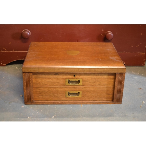 274 - A late 19th/ early 20th century oak cased cutlery canteen with brass fixtures by Robert F Mosley sil... 