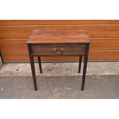 290 - A late Victorian oak single draw sideboard/ side table. 76 x 48 x 75cm. In good functional condition... 