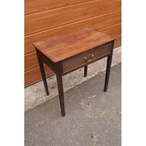 290 - A late Victorian oak single draw sideboard/ side table. 76 x 48 x 75cm. In good functional condition... 