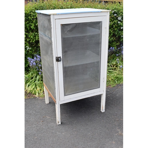 303 - A large 20th century free standing wooden meat safe/ food safe with metal mesh. 74 x 63 x 137cm. Mes... 