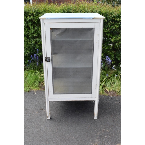 303 - A large 20th century free standing wooden meat safe/ food safe with metal mesh. 74 x 63 x 137cm. Mes... 