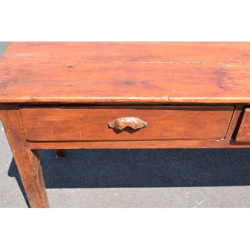 306 - 19th century stained pine farmhouse kitchen serving or preparation side table with 3 drawers. 208 x ... 