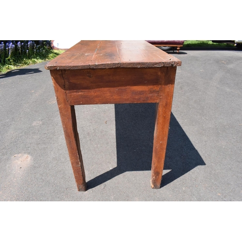 306 - 19th century stained pine farmhouse kitchen serving or preparation side table with 3 drawers. 208 x ... 