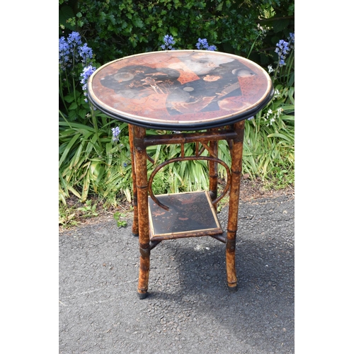 307 - 19th century bamboo and lacquer-work occasional table. In good functional condition though, as expec... 