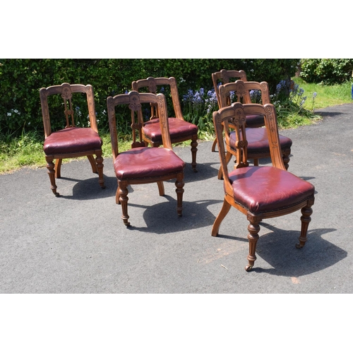 308 - Set of six late Victorian walnut dining chairs. In good functional condition though, as expected, it... 