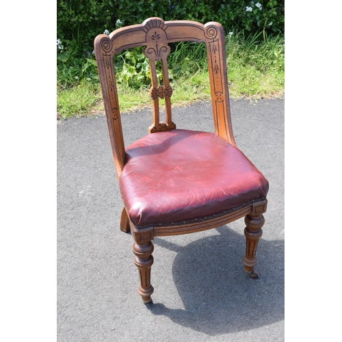 308 - Set of six late Victorian walnut dining chairs. In good functional condition though, as expected, it... 