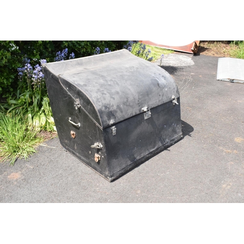 309 - A large vintage Brooks fitted car trunk in an unusual shape believed by the vendor to be from a Roll... 